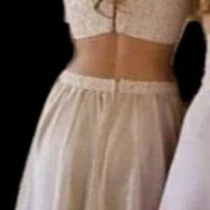 Two piece, gauzy skirt and cropped yop